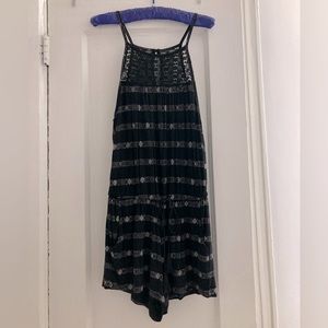 Black with cream patterned romper